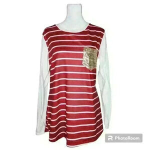 EASTHER women's long sleeve t-shirt with sequin pocket size medium